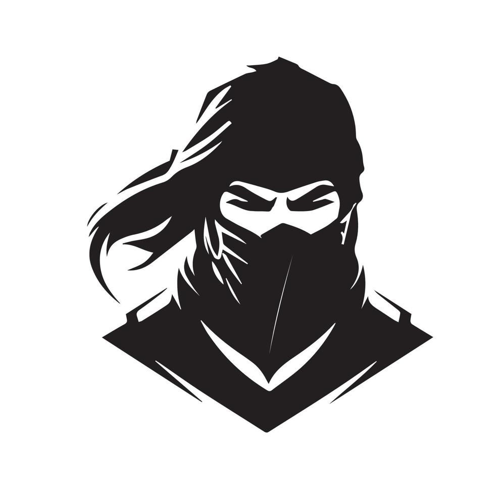 icono de vector ninja. logotipo mínimo simple de asesino encapuchado. guerrero japonés aislado idea de sigilo