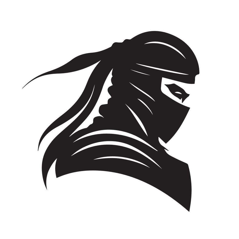 Ninja vector icon. Simple minimal logo of hooded assassin. Isolated japanese warrior idea of stealth