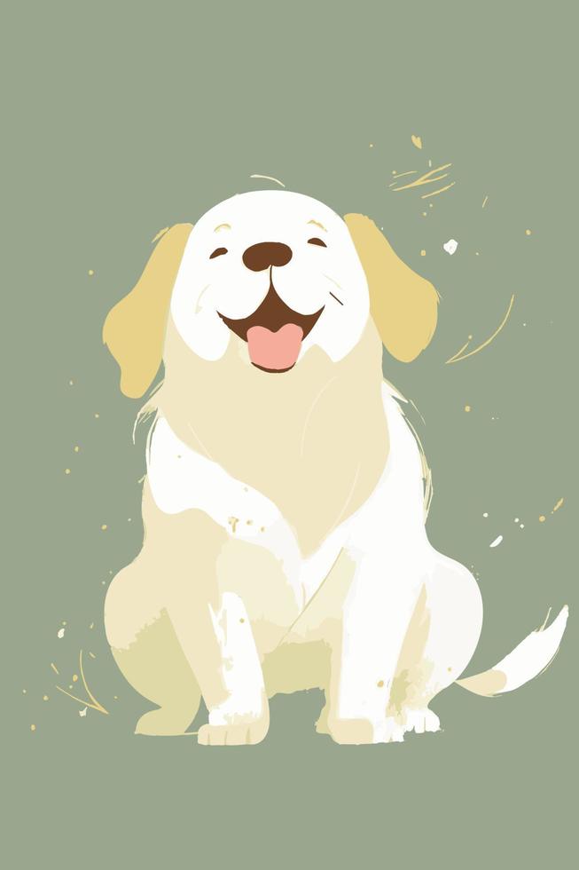 Cartoon drawing of funny happy dog. Adorable canine poster of fun pet. Isolated hand drawn vector. vector