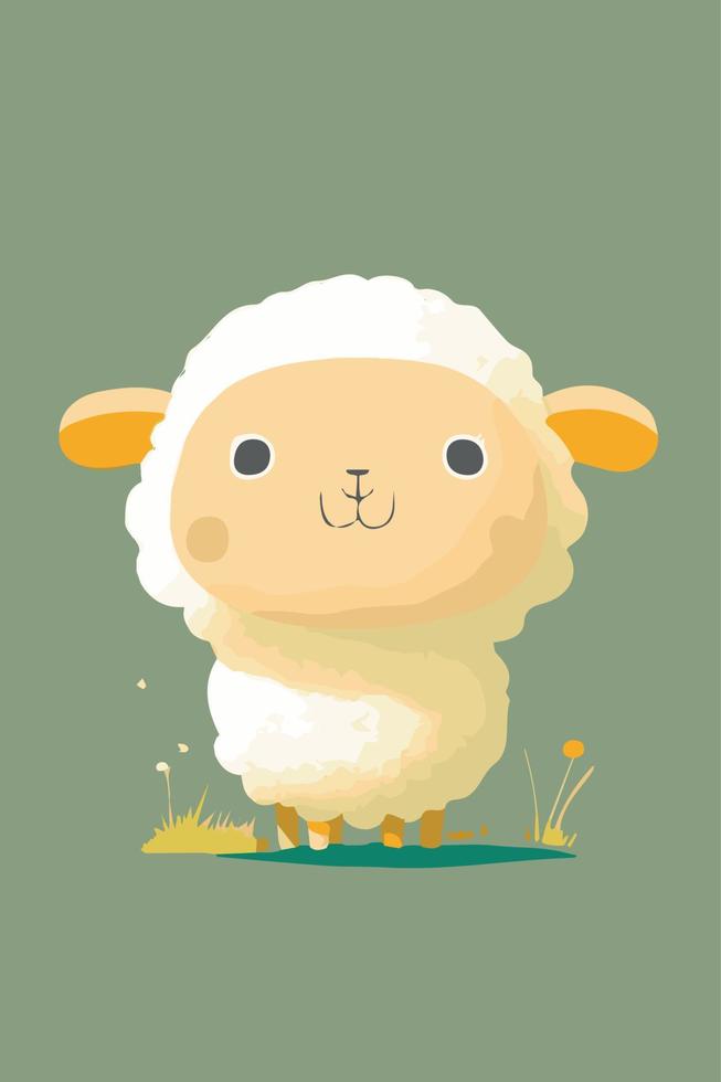 dibujo de dibujos animados de ovejas. ilustración vectorial de lindo animal de granja alegre. adorable bebé aislado. vector