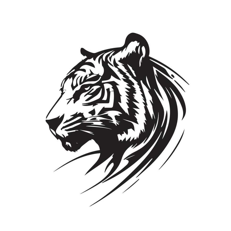 Tiger head minimal vector icon. Isolated predator illustration. Mascot silhouette of wild animal.