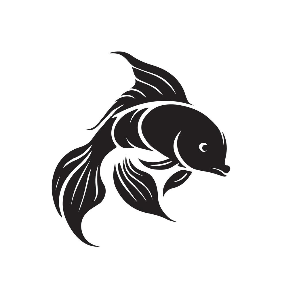 pez koi. Ilustración de icono de vector blanco y negro mínimo. logotipo de pescado simple. arte oriental asiático.