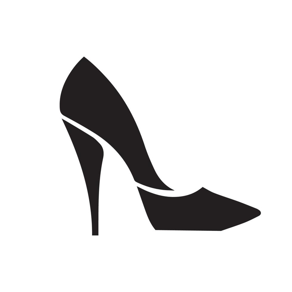 Minimal high heels vector icon. Simple modern fashion logo. Black and white isolated shoe.