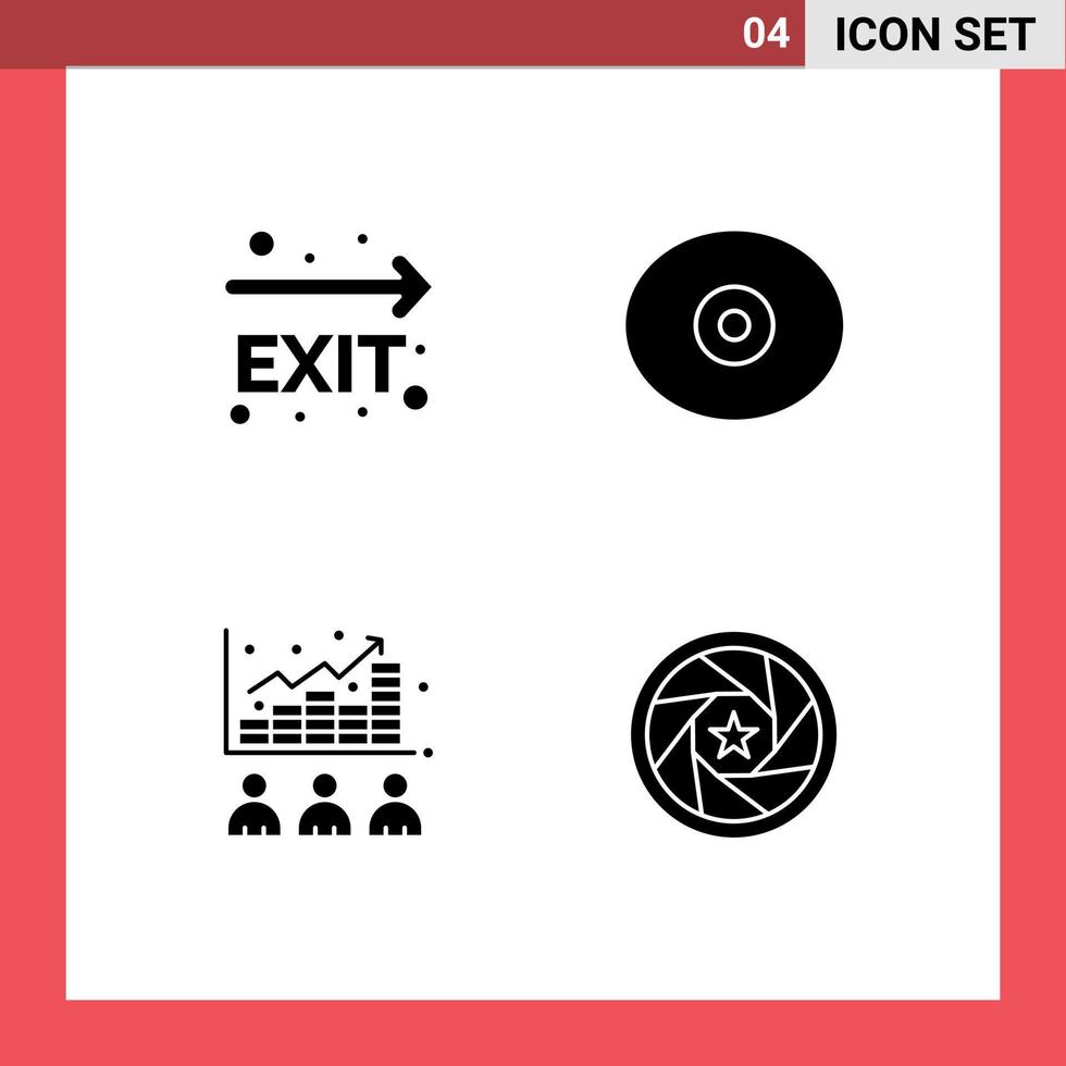 4 User Interface Solid Glyph Pack of modern Signs and Symbols of exit index navigation tit stock Editable Vector Design Elements