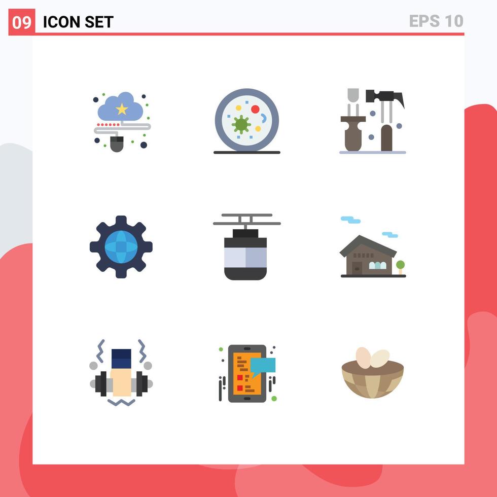 Set of 9 Modern UI Icons Symbols Signs for outline world science internet tools Editable Vector Design Elements