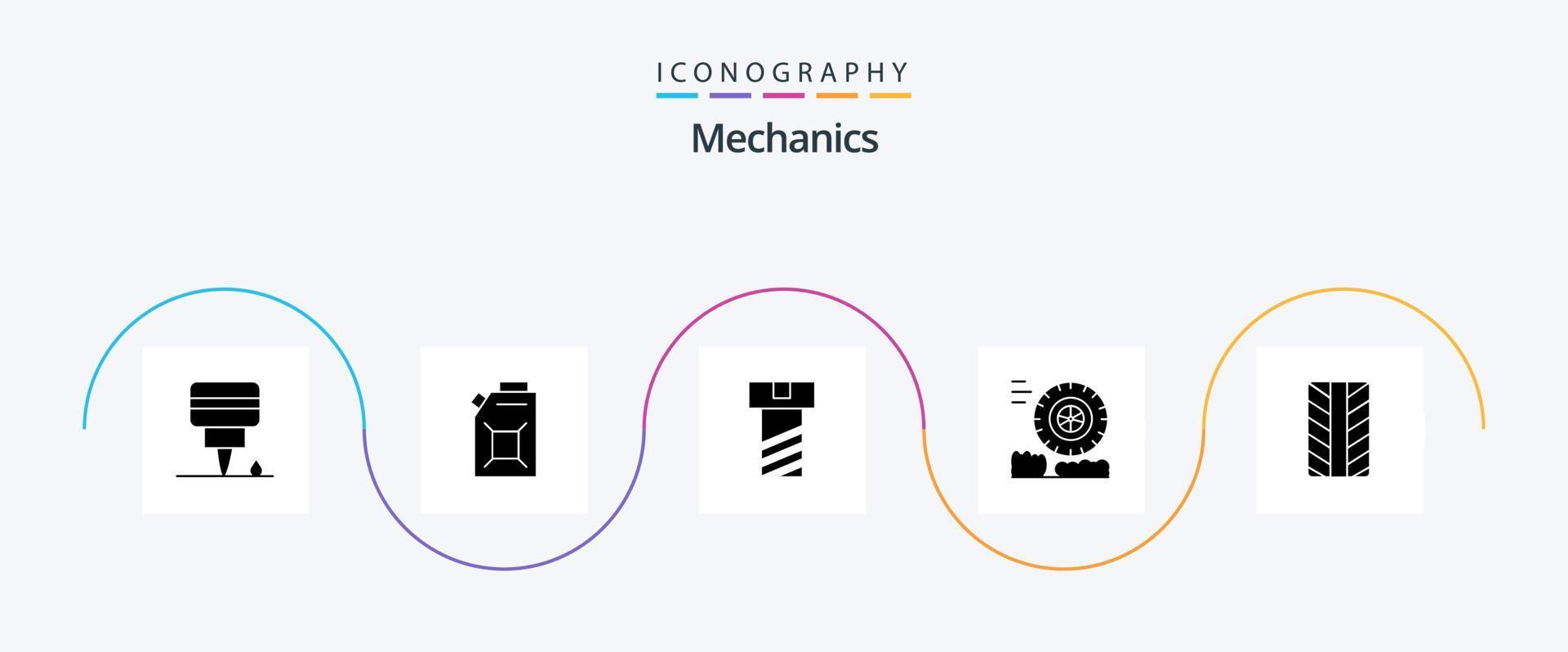 Mechanics Glyph 5 Icon Pack Including . friction. wheel vector