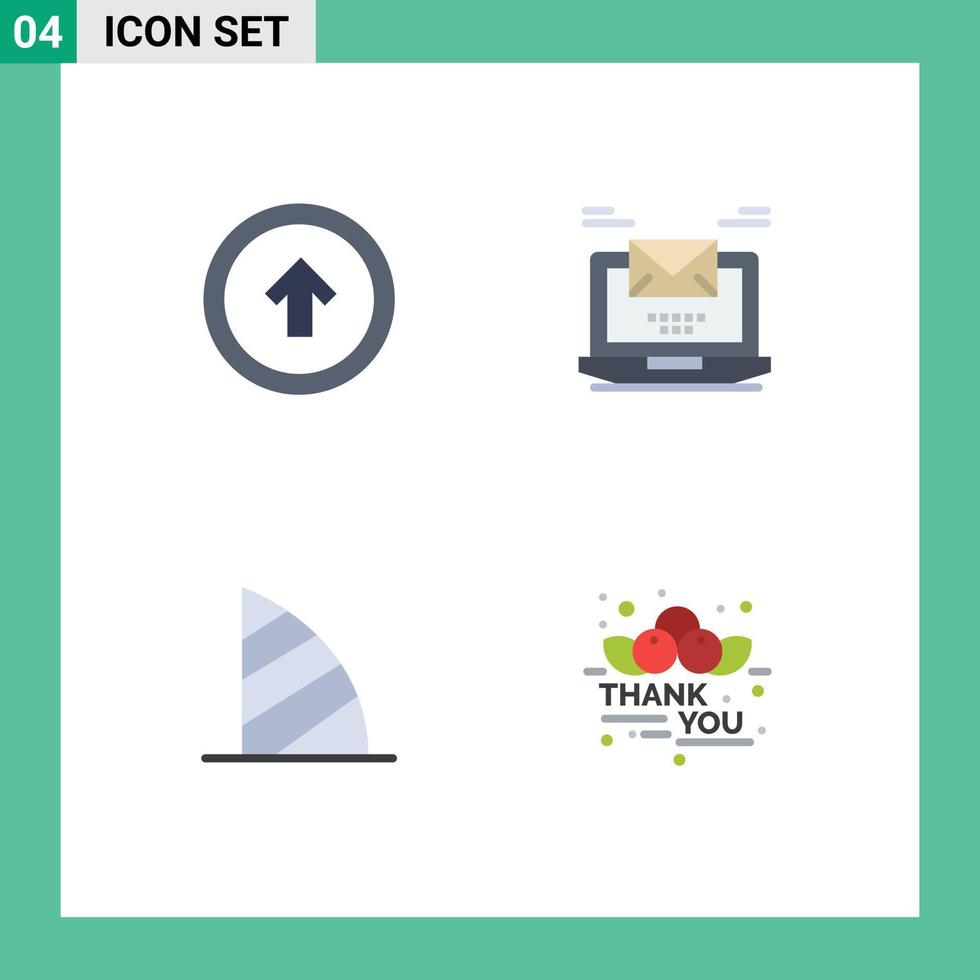 Pack of 4 Modern Flat Icons Signs and Symbols for Web Print Media such as arrow laptop user interface laptop dubai Editable Vector Design Elements