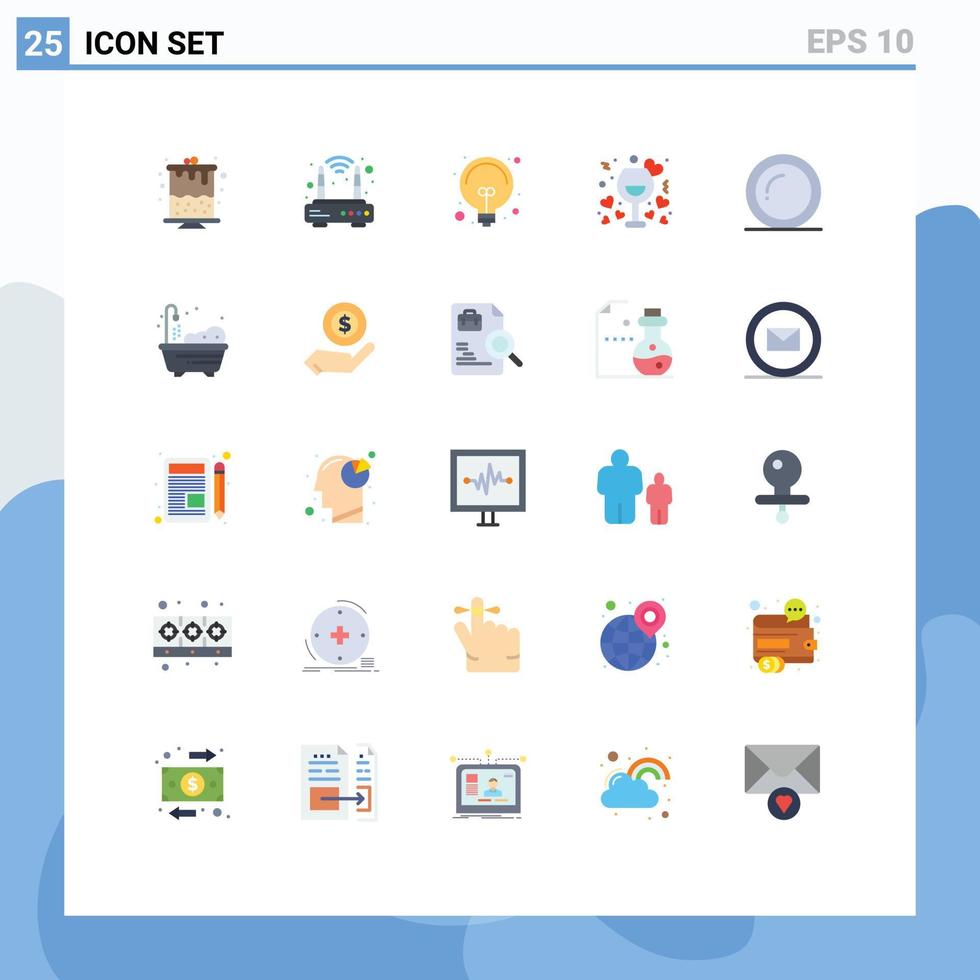 Set of 25 Modern UI Icons Symbols Signs for thanks plate light wine night Editable Vector Design Elements