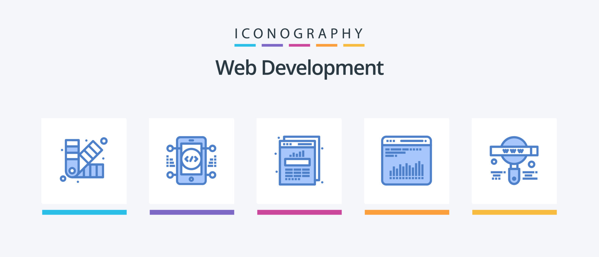 Web Development Blue 5 Icon Pack Including find. diagnostic. chart ...