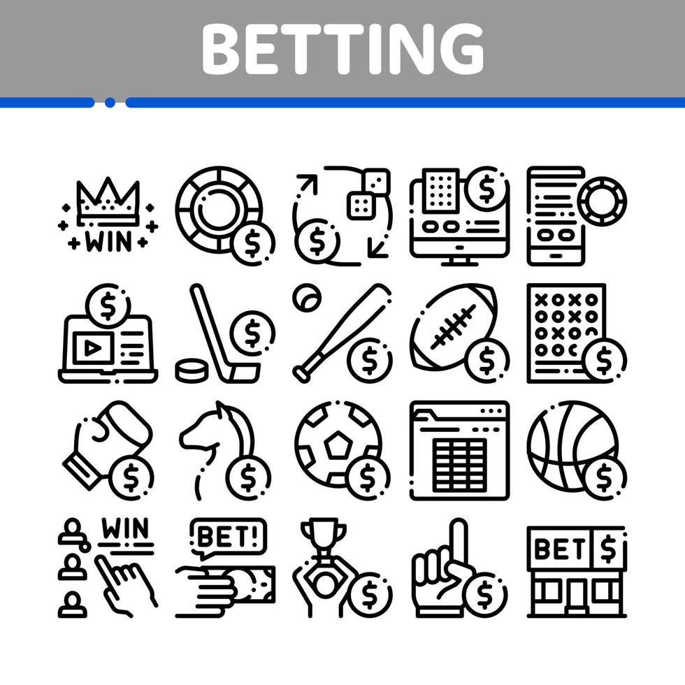 Betting And Gambling Collection Icons Set Vector