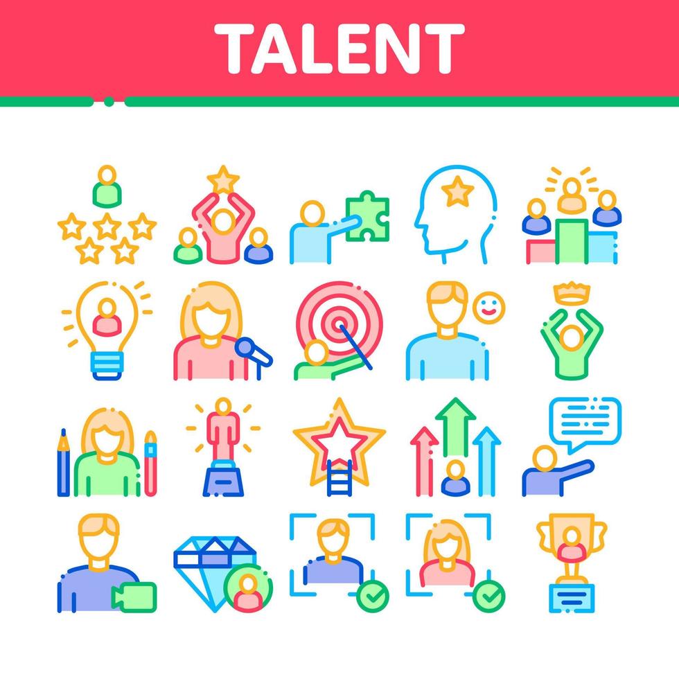 Human Talent Collection Elements Icons Set Vector