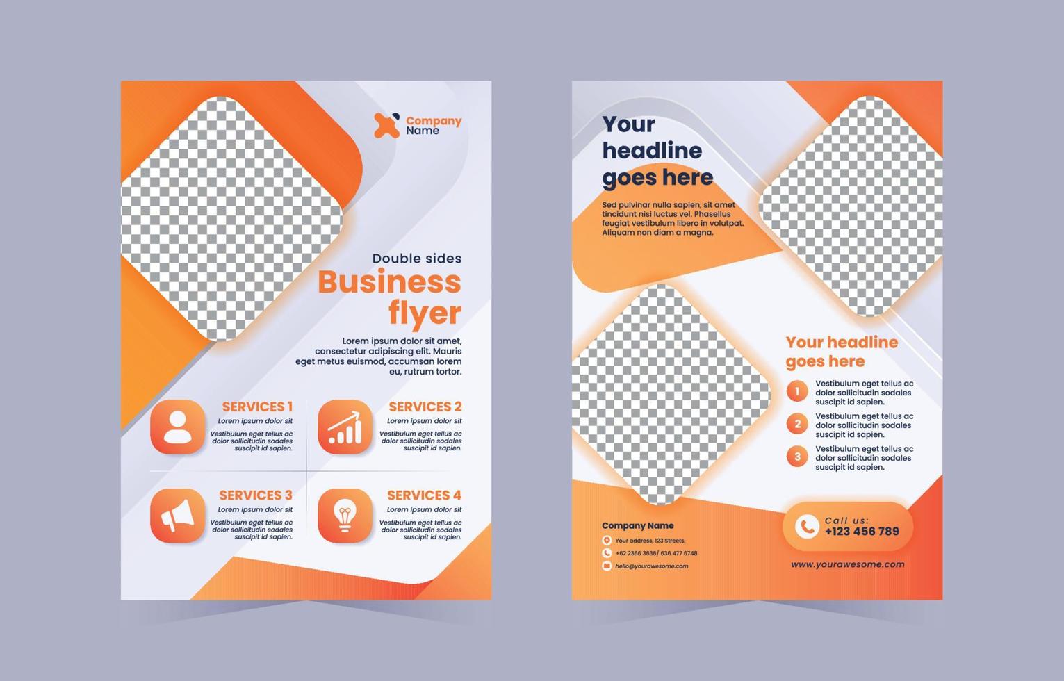 Gradient Double Sides Flyer vector