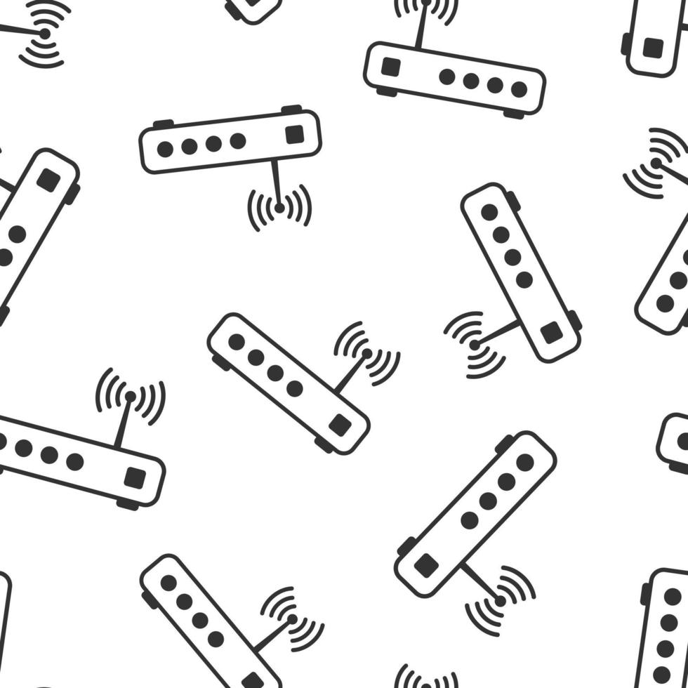 Wifi router icon in flat style. Broadband vector illustration on white isolated background. Internet connection seamless pattern business concept.