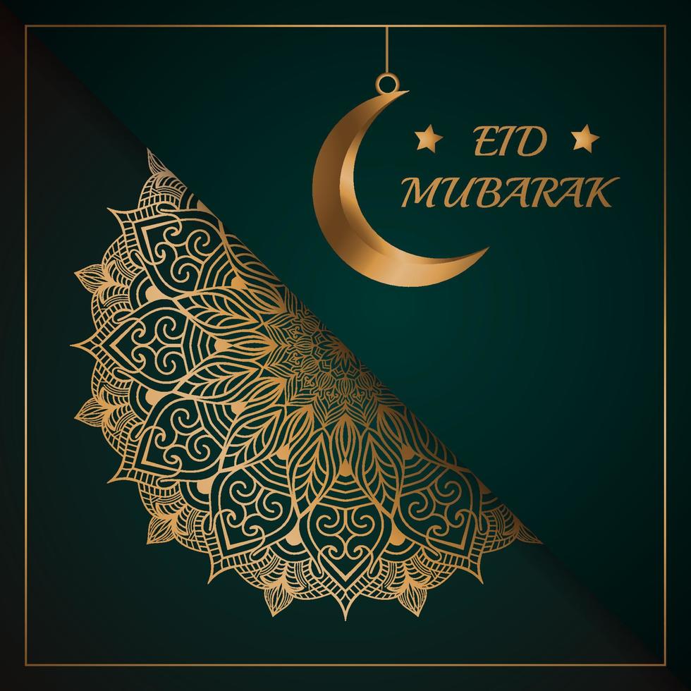 Eid mubarak with luxury mandala background pattern design template vector