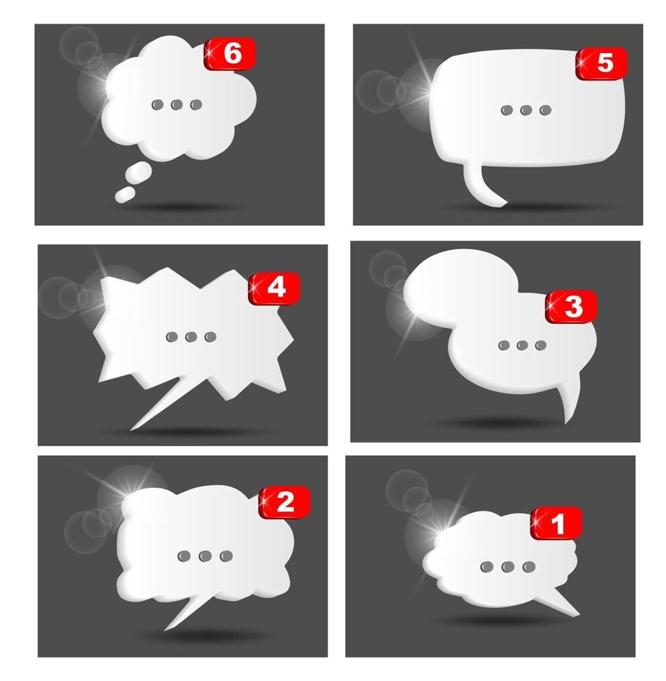 conjunto vectorial de nubes de chat isométricas con notificadores vector