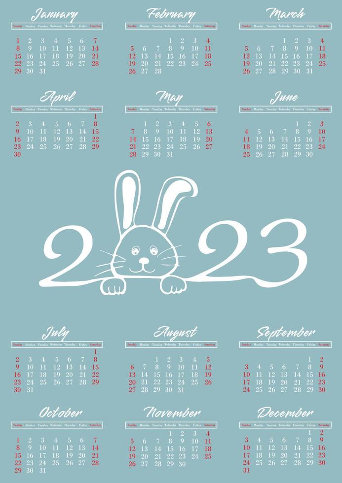 Calendar template for 2023 year vector