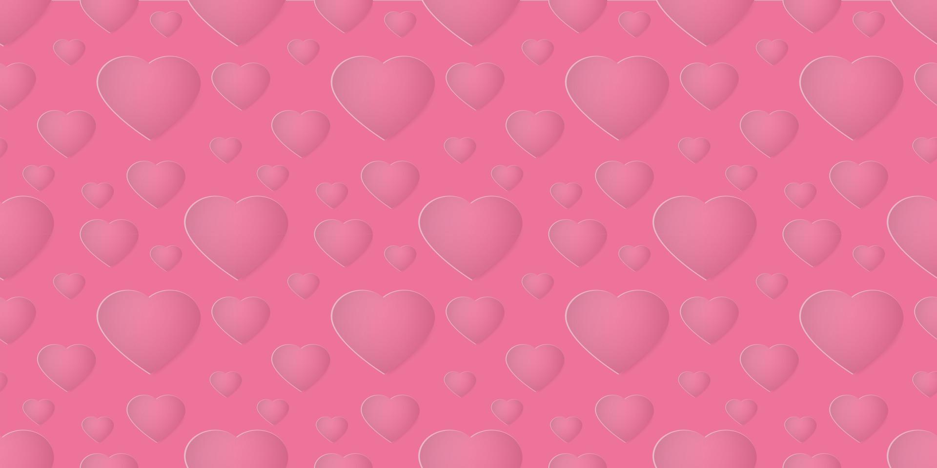 Seamless Pattern with paper cut hearts vector