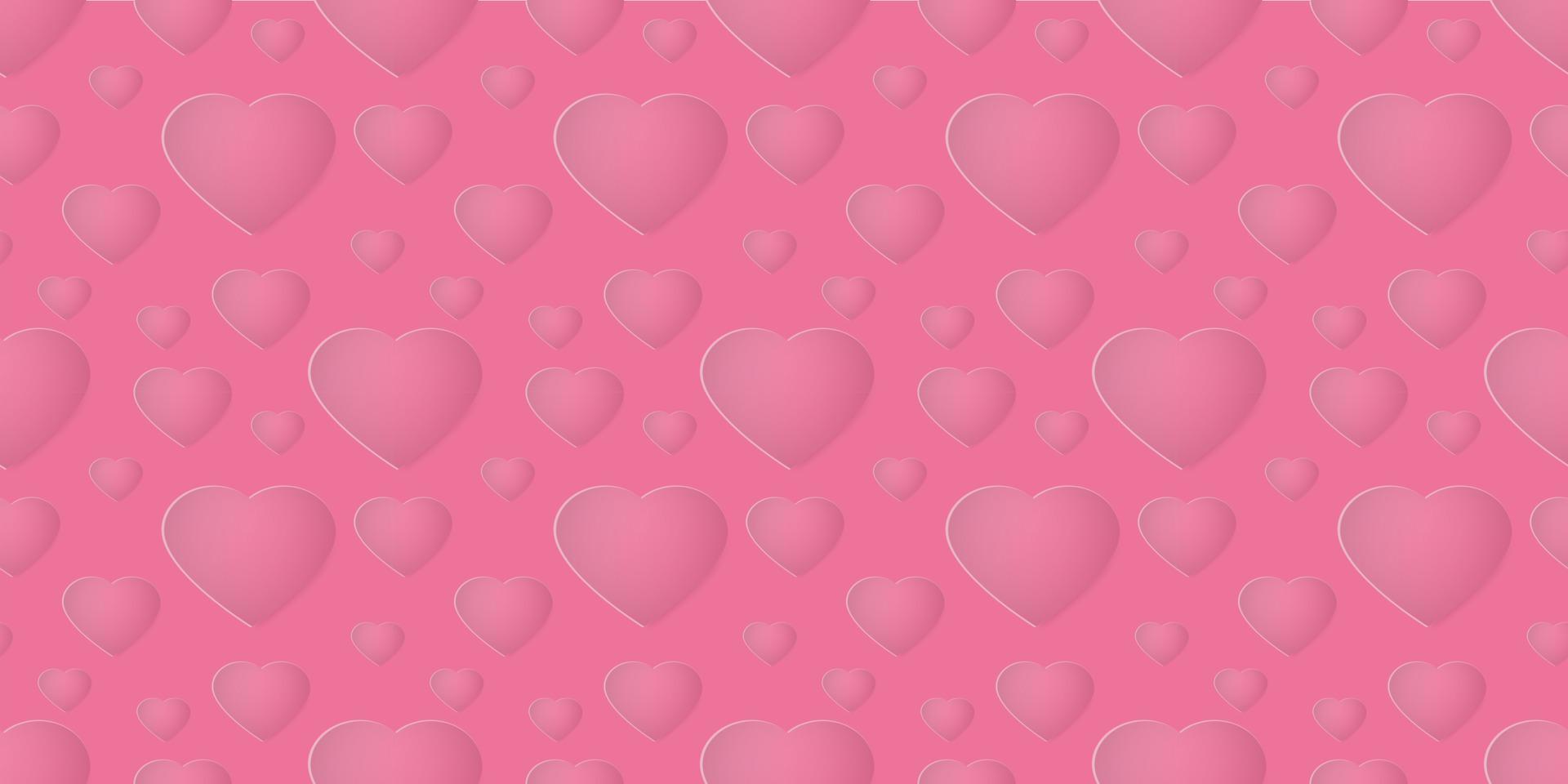 Seamless Pattern with paper cut hearts vector