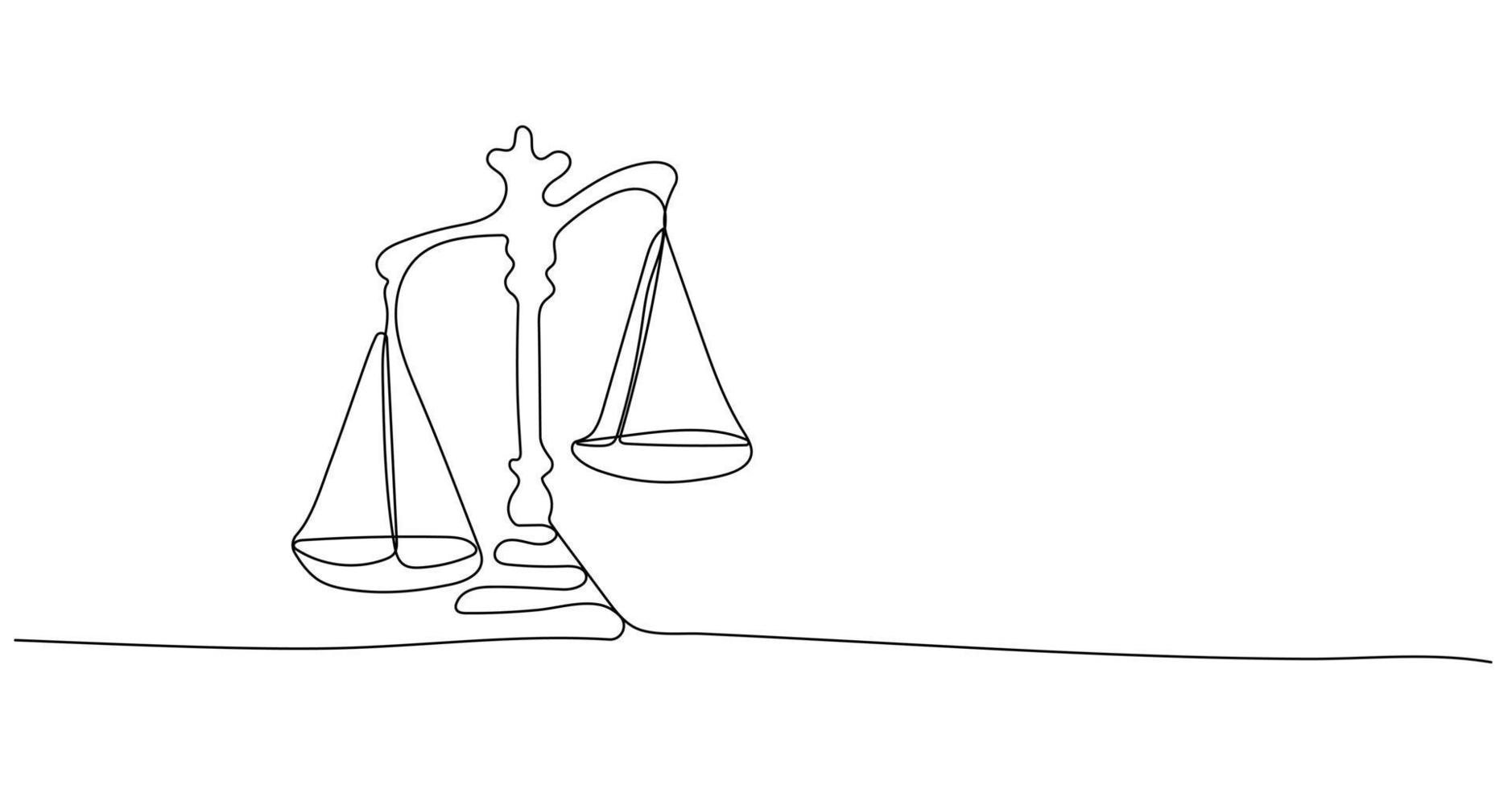 Continuous one line drawing of unbalanced scales of justice 17433198