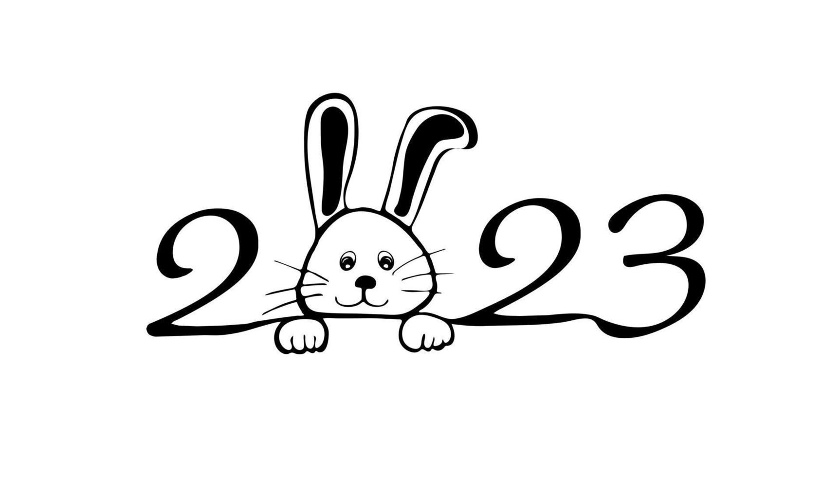 Happy chinese new year 2023 Rabbit Zodiac sign. vector