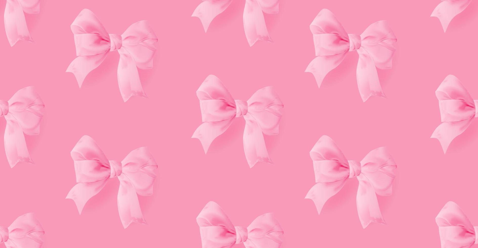Realistic yellow 3d bows on a pink background vector