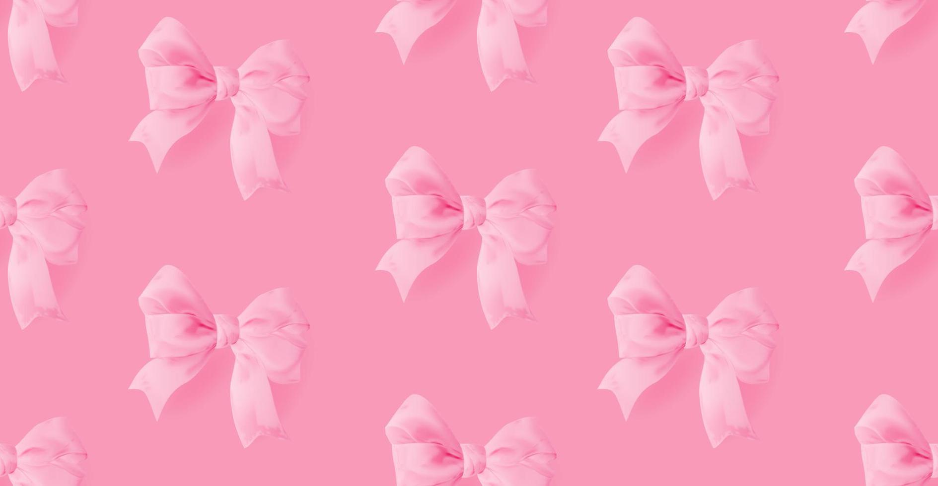 Realistic yellow 3d bows on a pink background vector