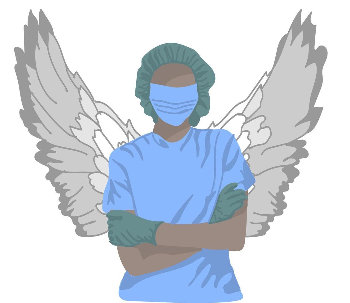 Female surgeon with wings vector