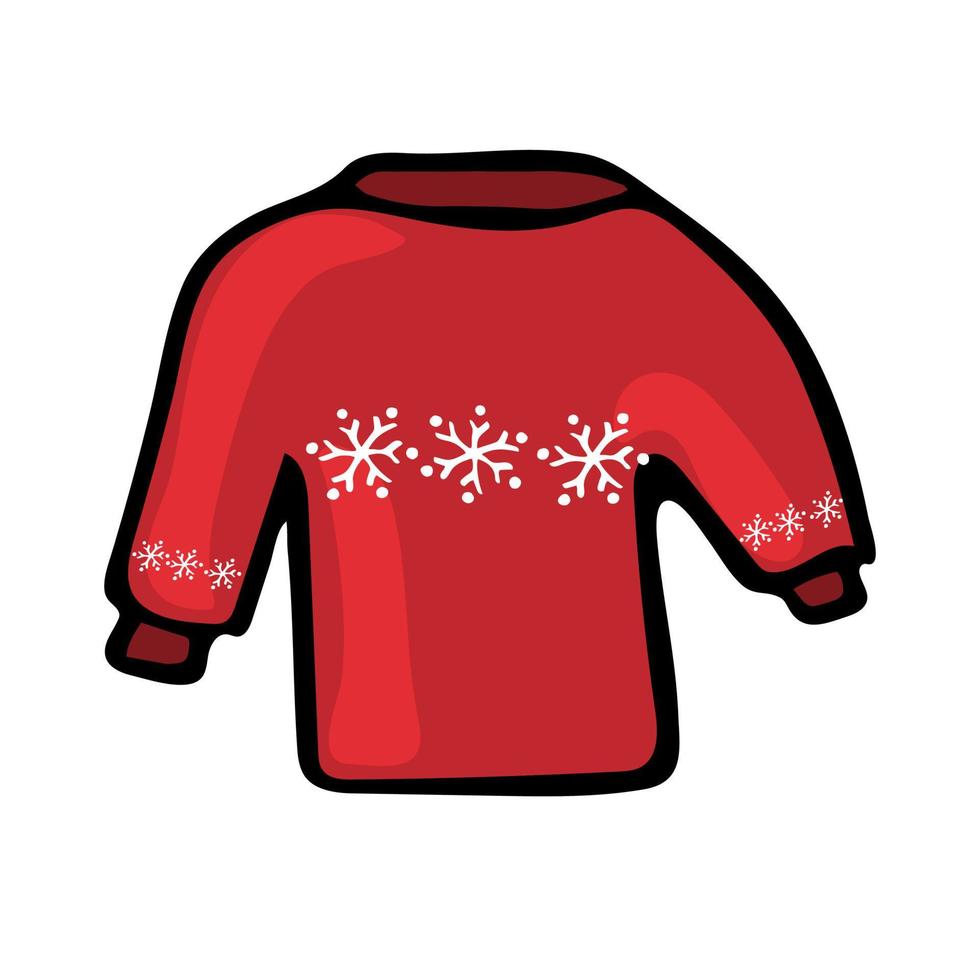 Winter pullover in doodle style vector