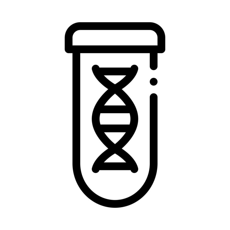 tubo de ensayo de vidrio de laboratorio con icono de vector de biomaterial