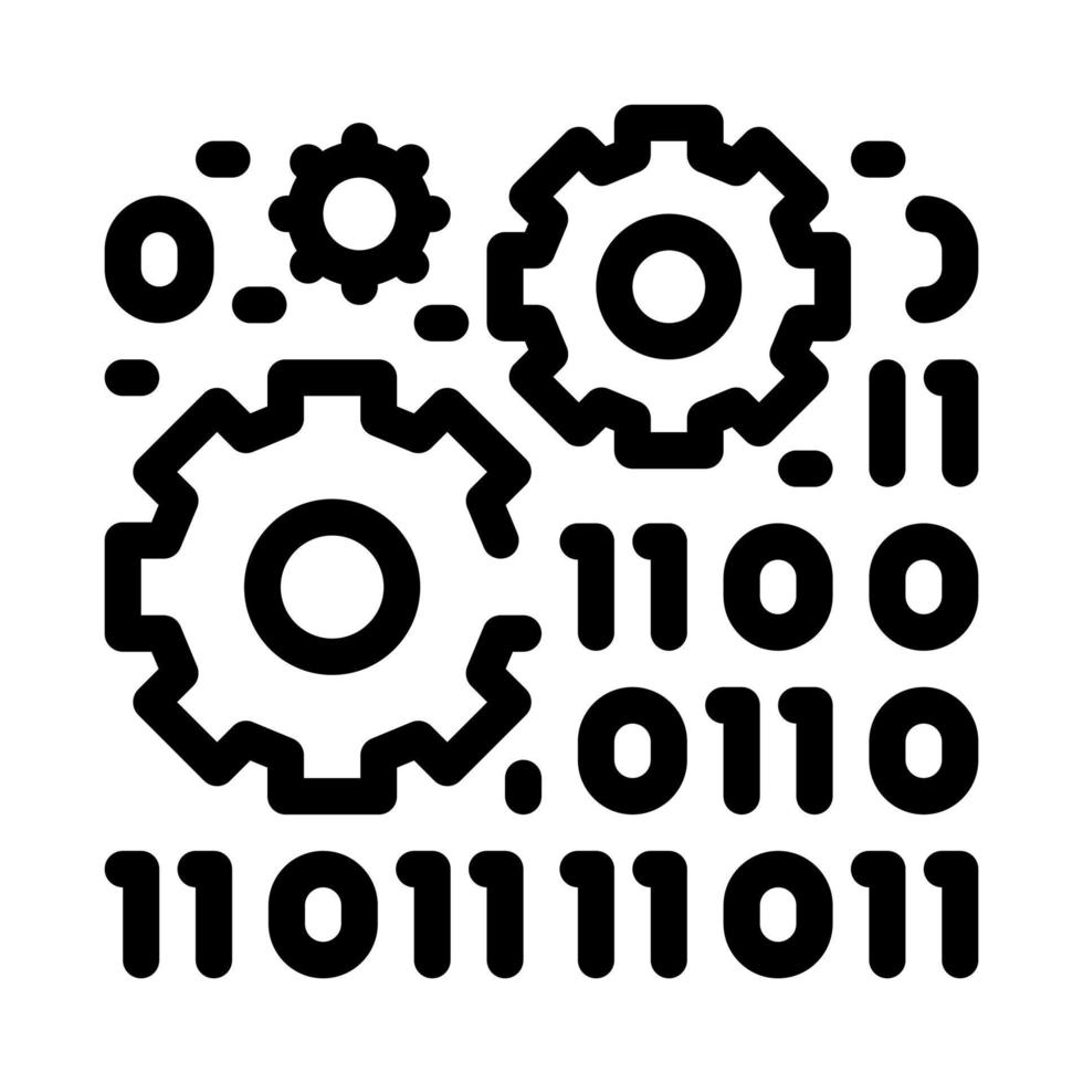 programming and coding process of machine learning line icon vector illustration