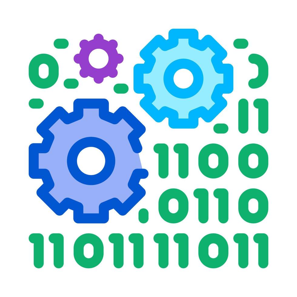 programming and coding process of machine learning color icon vector illustration