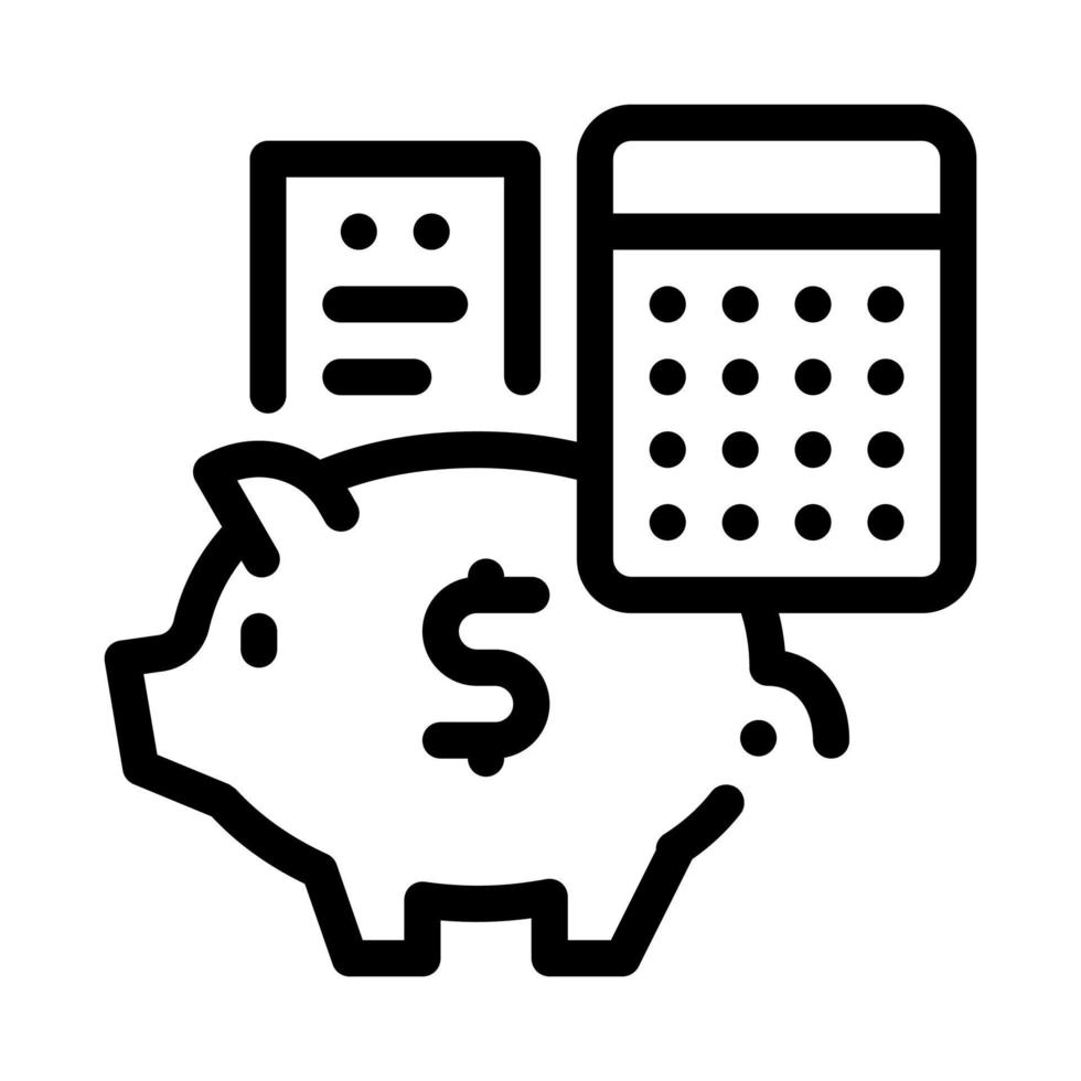 piggy bank profit calculating audit line icon vector illustration