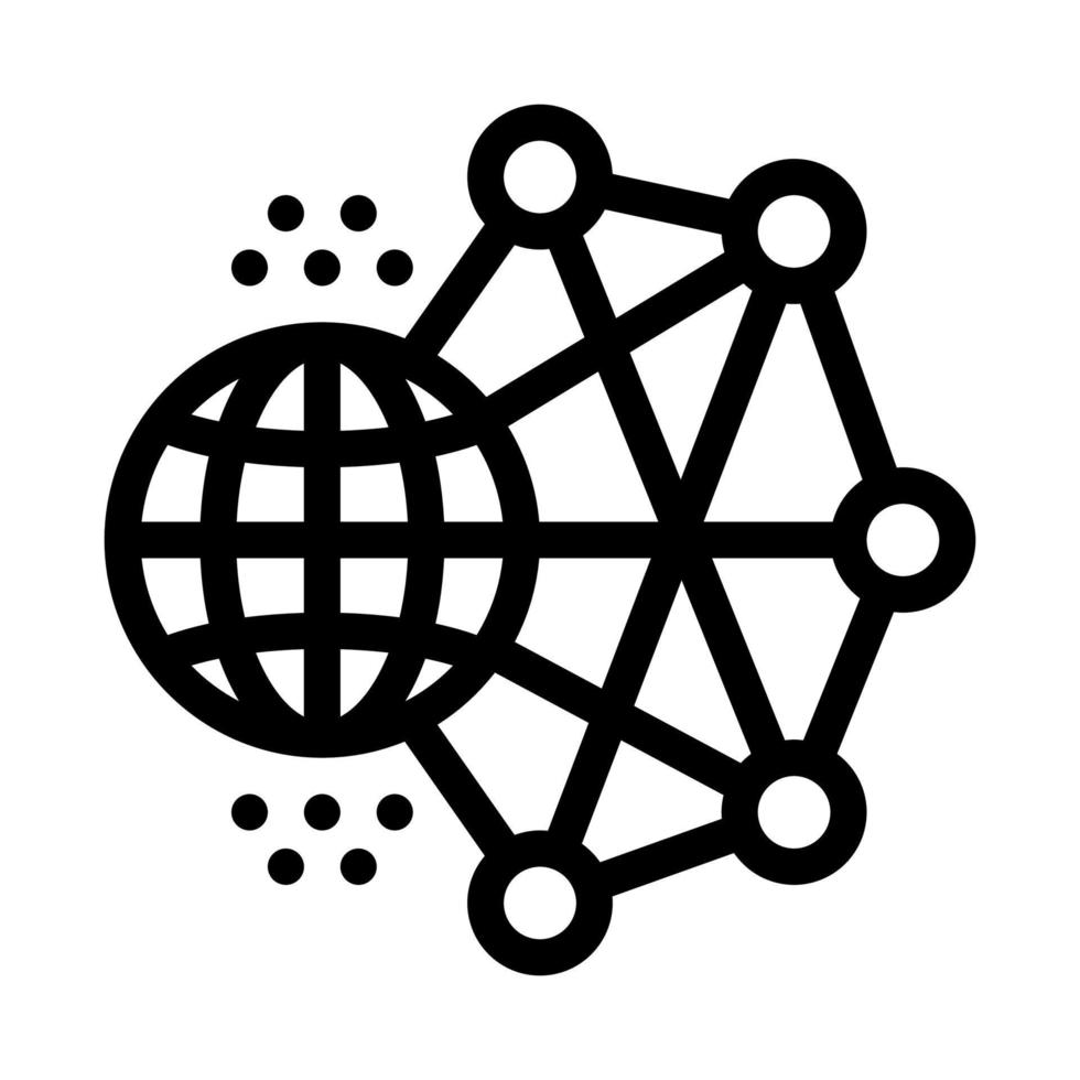 worldwide network machine learning line icon vector illustration