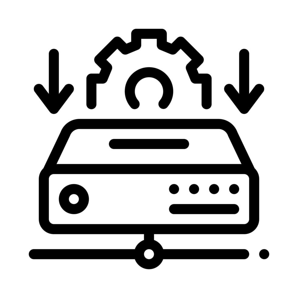 proceso de descarga de ilustración de vector de icono de línea de aprendizaje automático