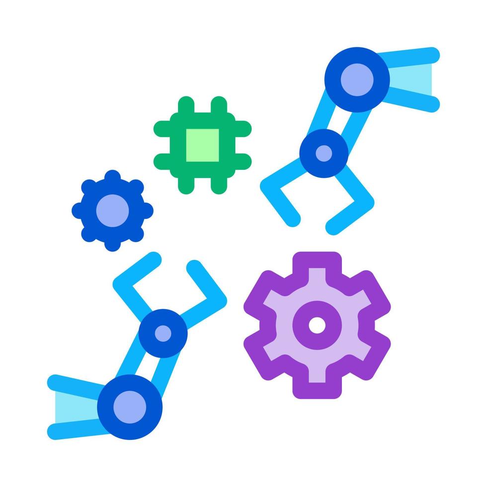 robotic arm process of machine learning color icon vector illustration