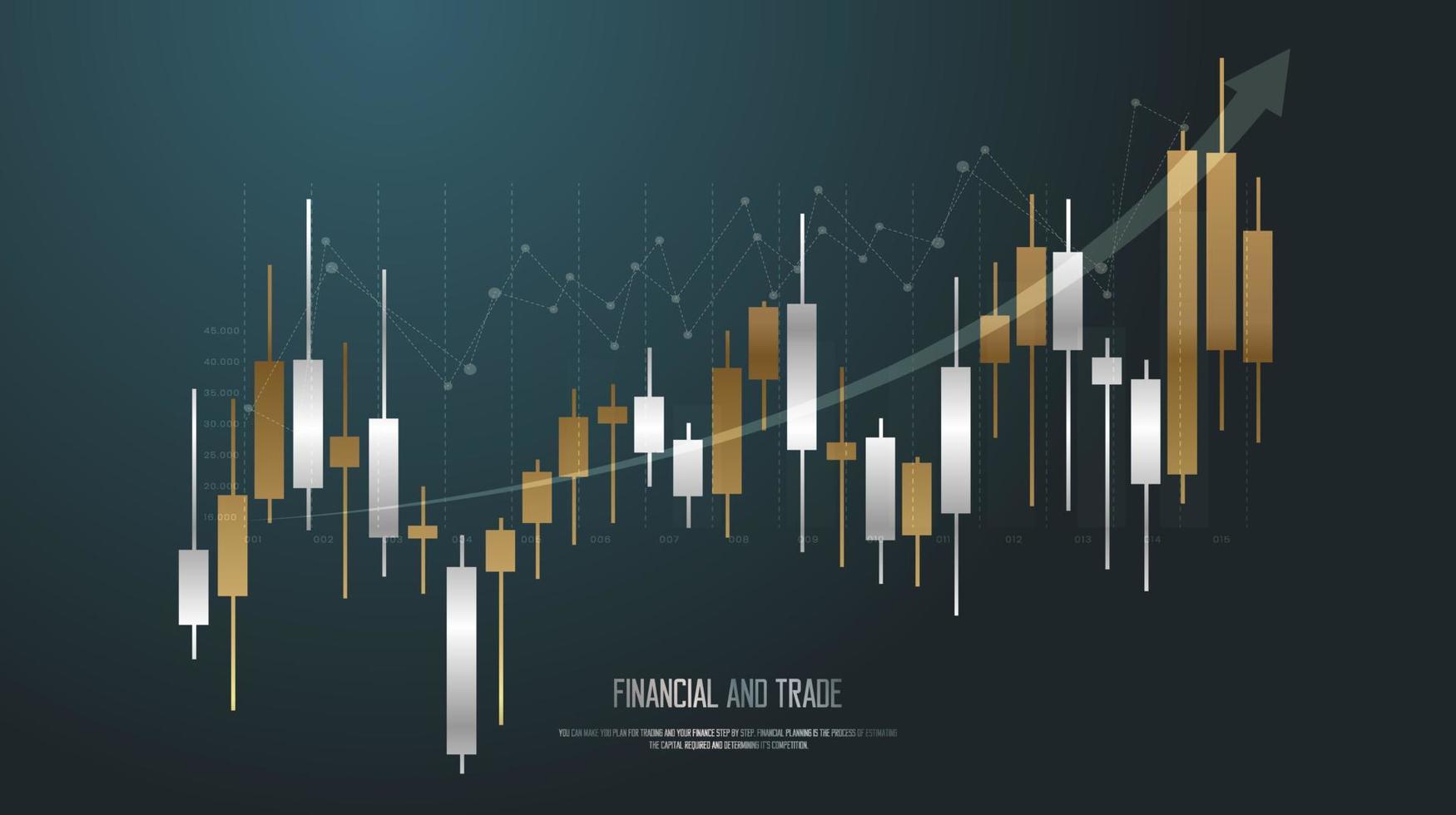 línea de tendencia del gráfico de barras de comercio, una tendencia del mercado de valores y gráficos de barras de comercio de divisas diseño de concepto para inversión financiera, gráfico de tendencias económicas vector