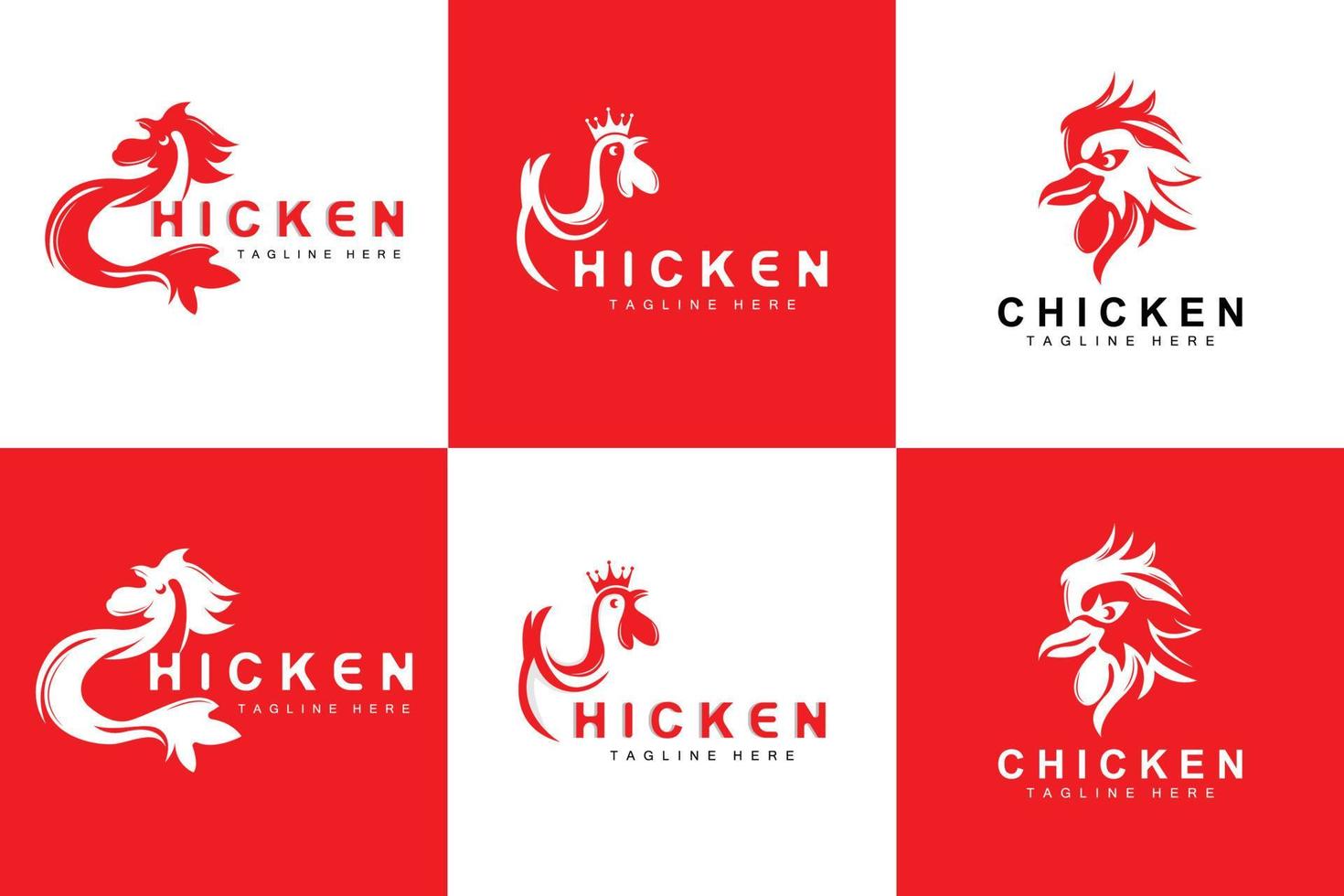 diseño de logotipo de barbacoa de pollo a la parrilla, vector de cabeza de pollo, marca de la empresa