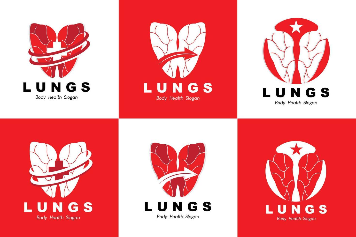 Lungs Logo Design, Body Organ Health Care Vector Illustration