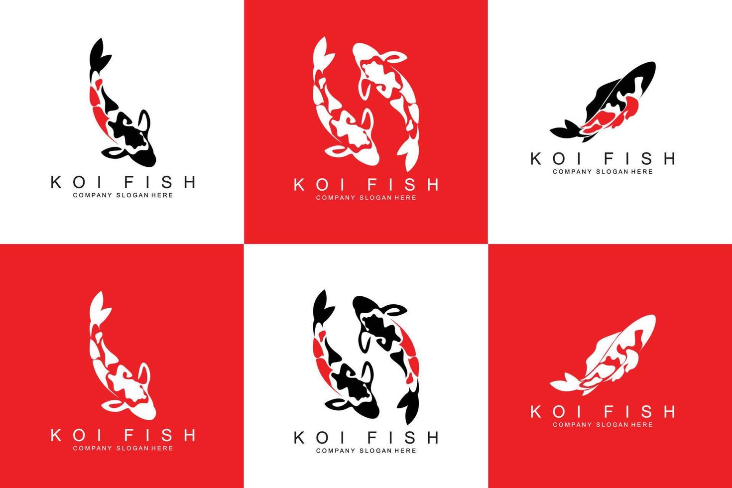 Koi Fish Logo Design, Ornamental Fish Vector, Aquarium Ornament Illustration Brand product vector