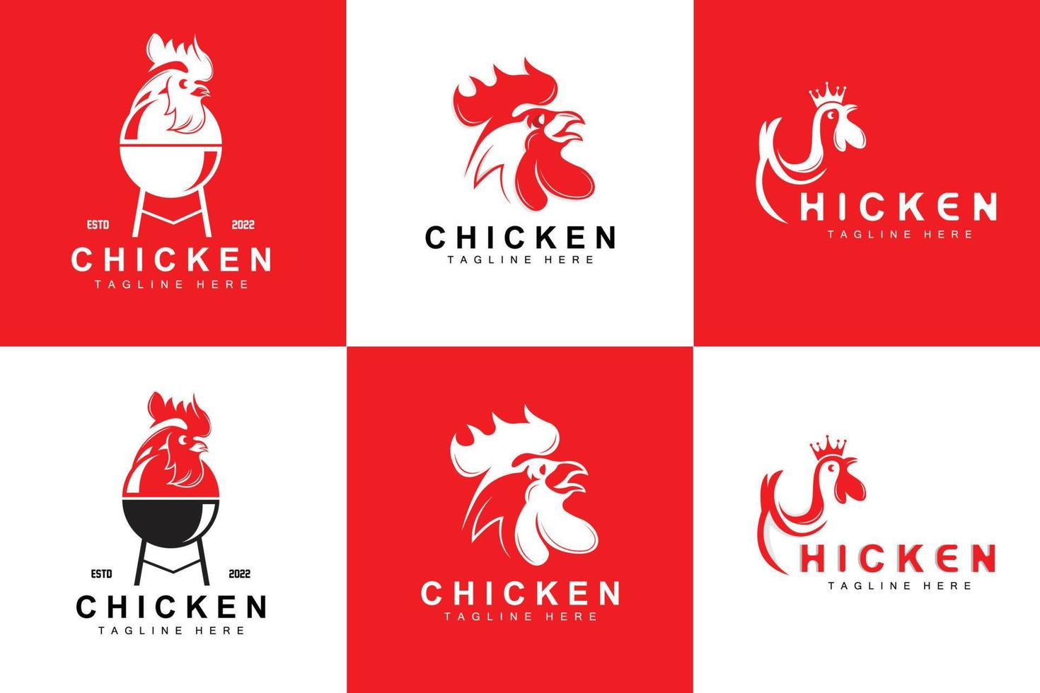 Grilled Chicken Barbecue Logo Design,Chicken Head Vector, Company Brand vector