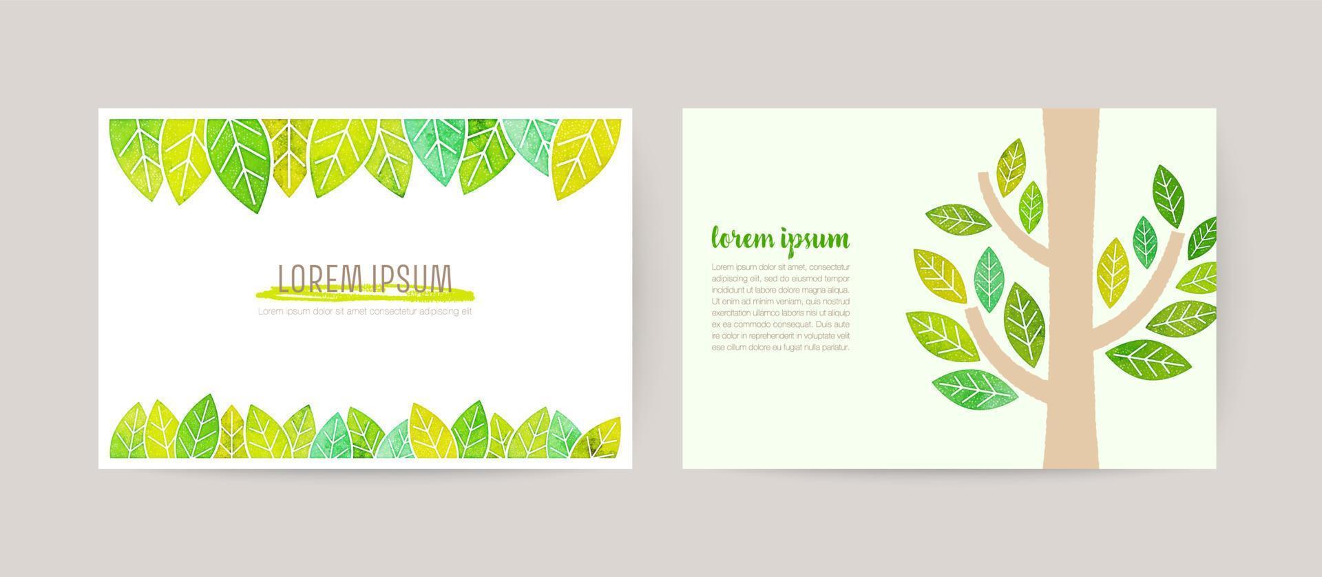 cards set with leaves illustration, for greeting card, eco banners vector