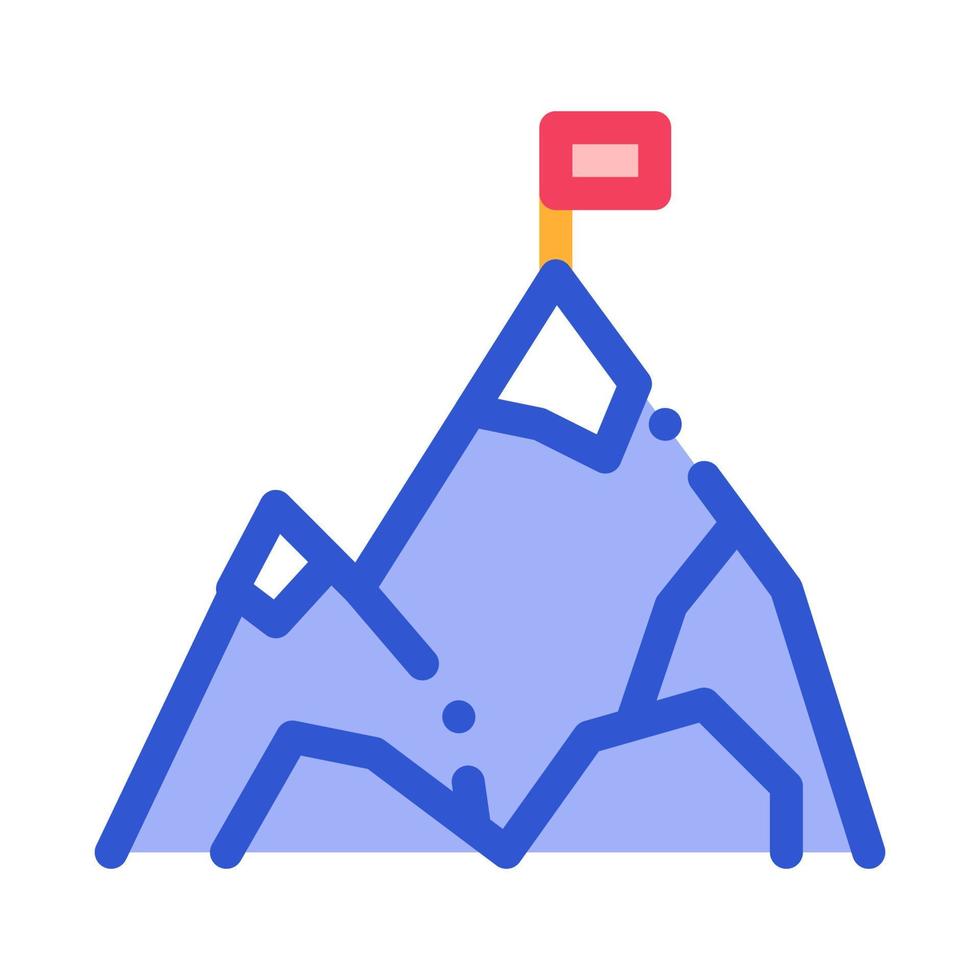 montaña con bandera en el icono de vector de alpinismo pico