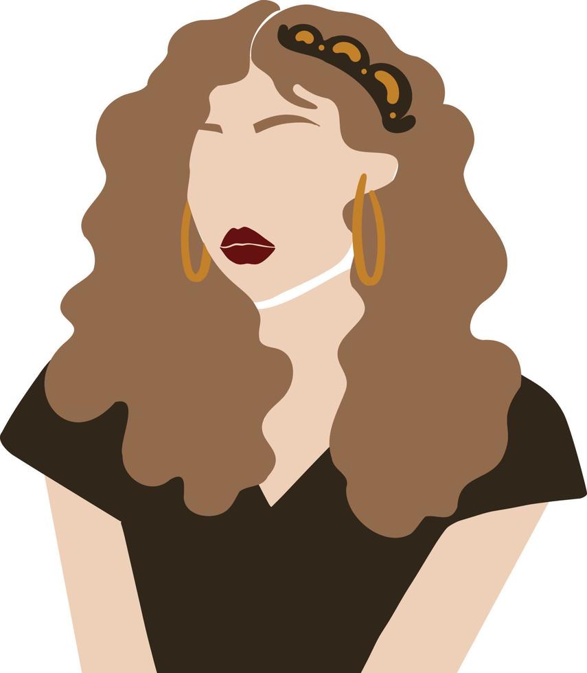 Abstract long hair woman illustration vector