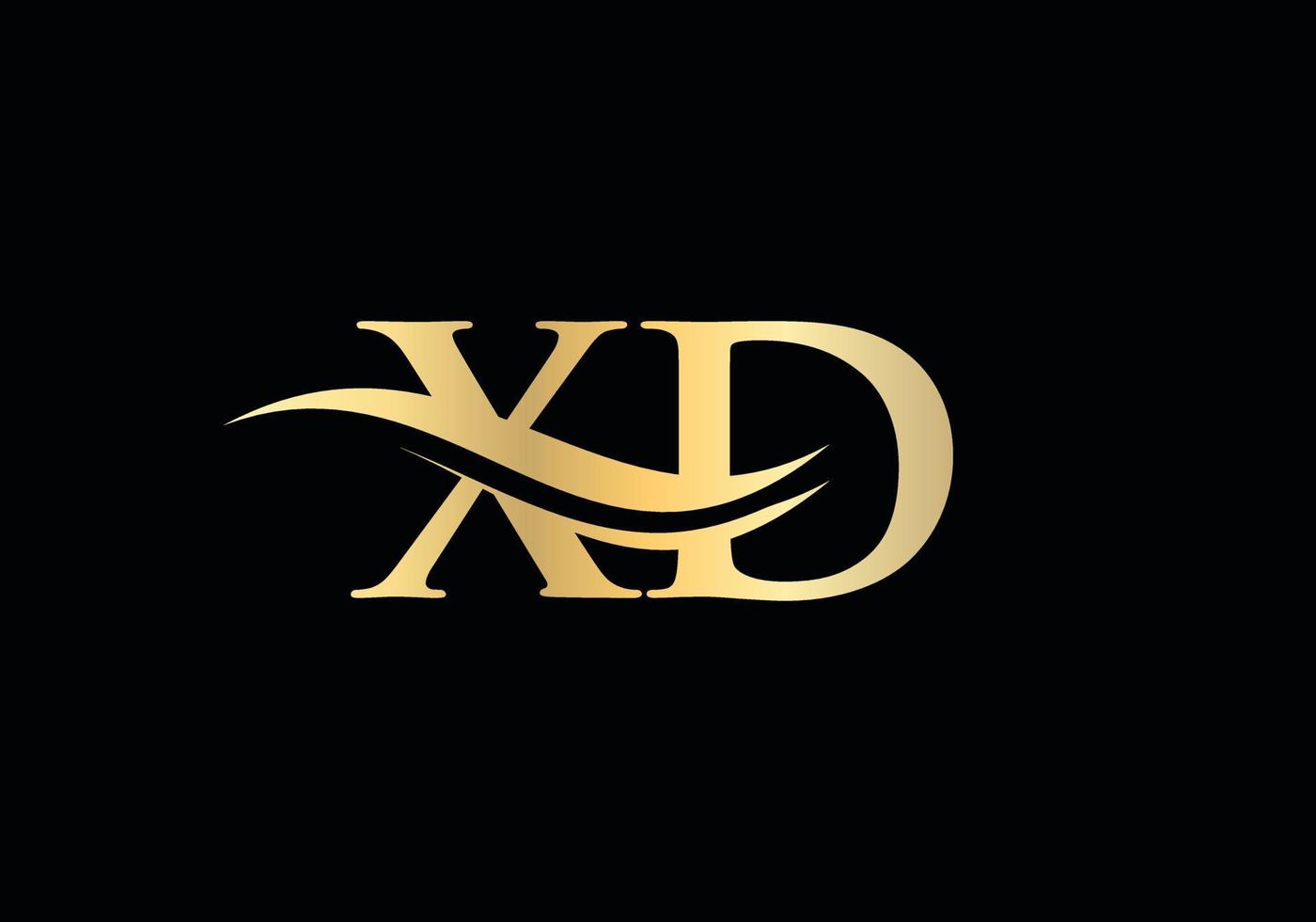 diseño del logotipo de la letra xd dorada. diseño de logotipo xd con moda creativa y moderna vector