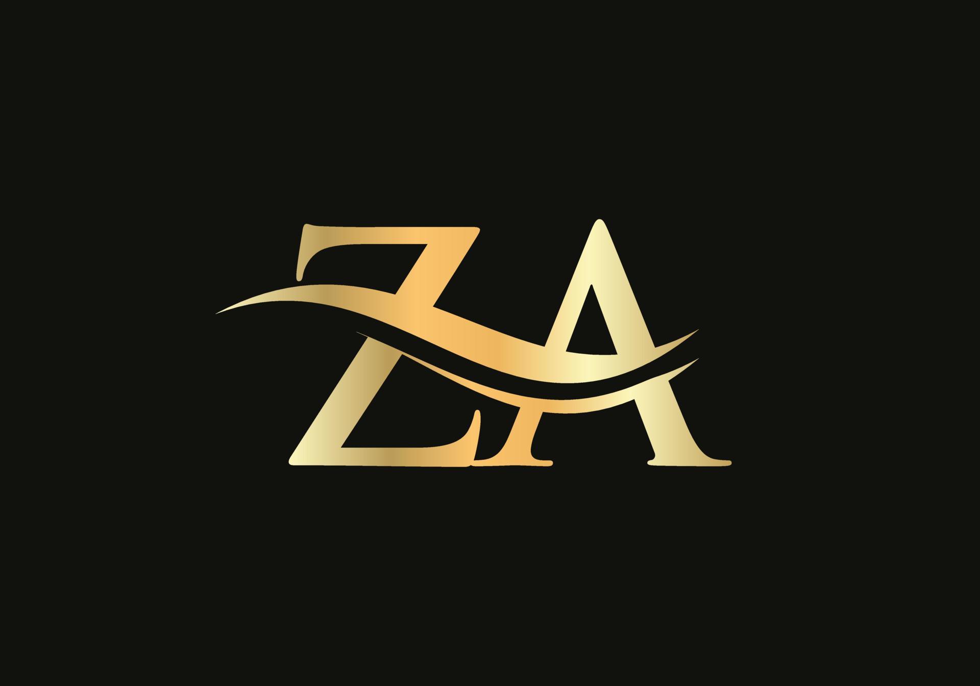 Initial ZA letter linked logo vector template. Swoosh letter ZA logo