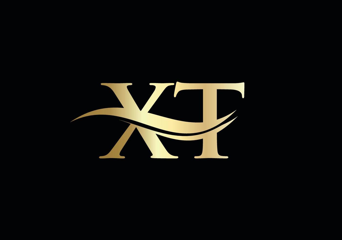 Swoosh Letter XT Logo Design for business and company identity. Water Wave XT Logo with modern trendy vector