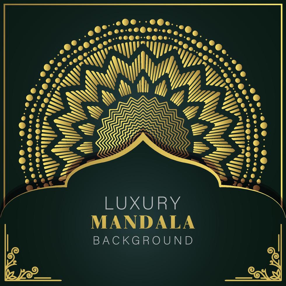 luxury mandala golden with a black background elegant design for anniversary invitation henna vector