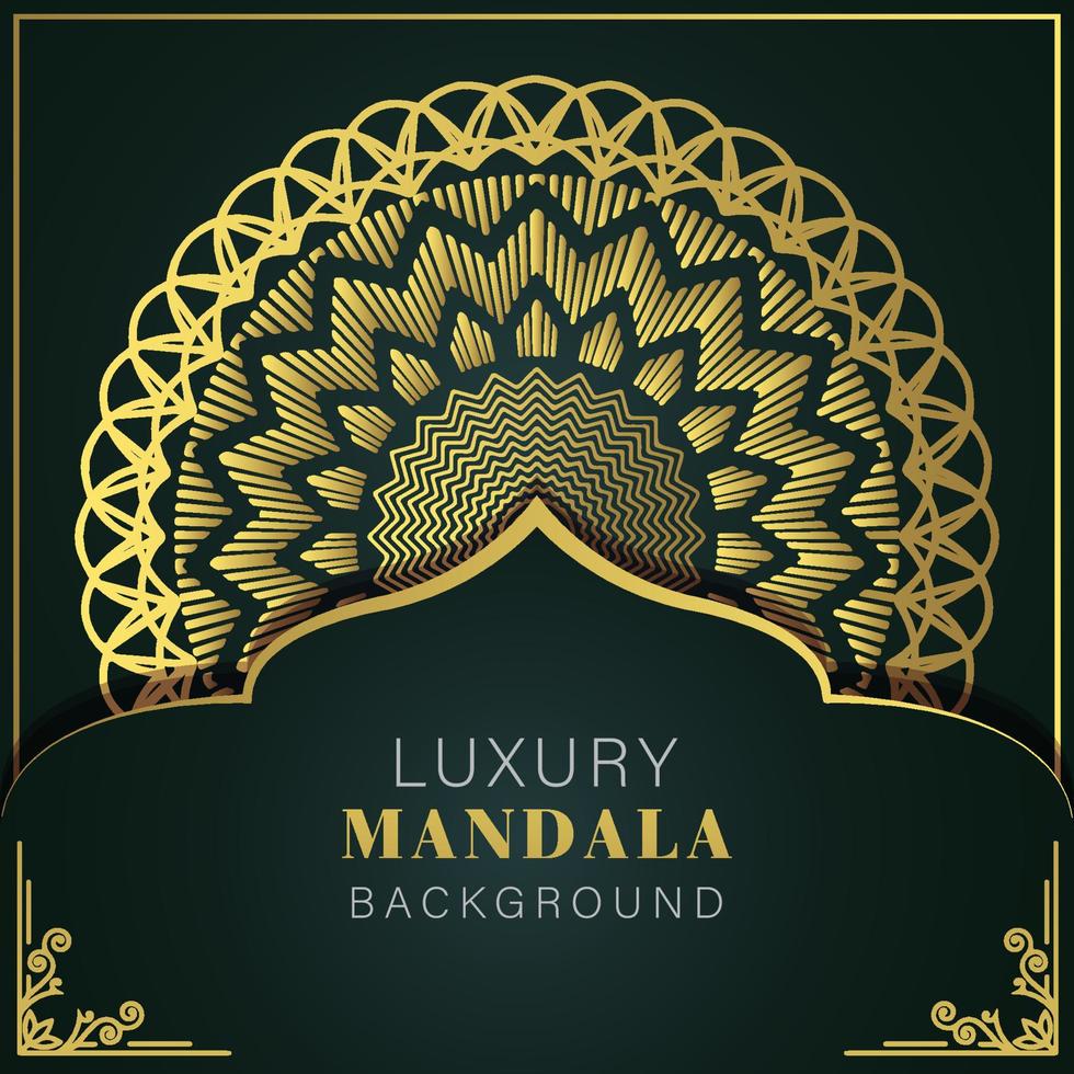 luxury mandala golden with a black background elegant design for anniversary invitation henna vector