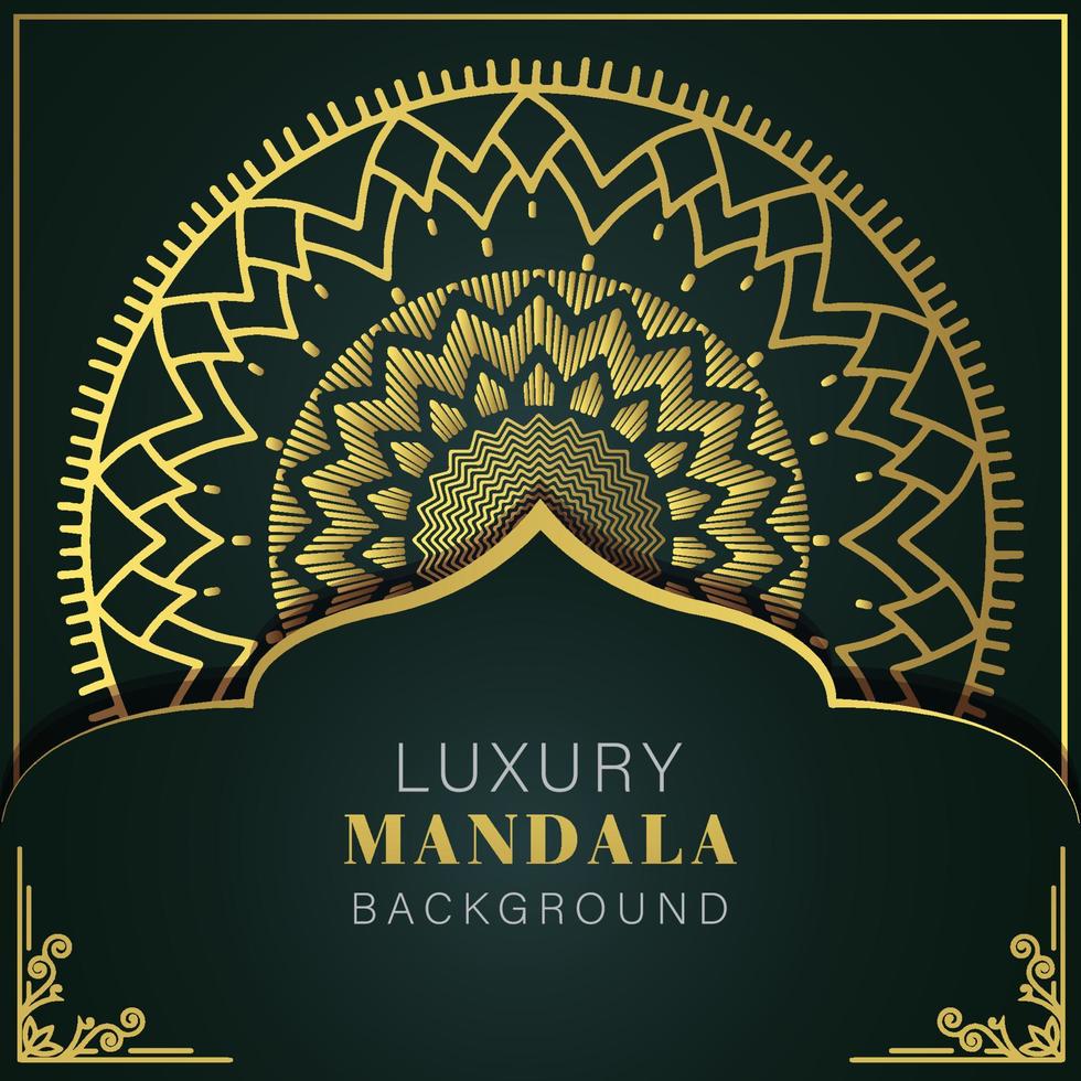 luxury mandala golden with a black background elegant design for anniversary invitation henna vector