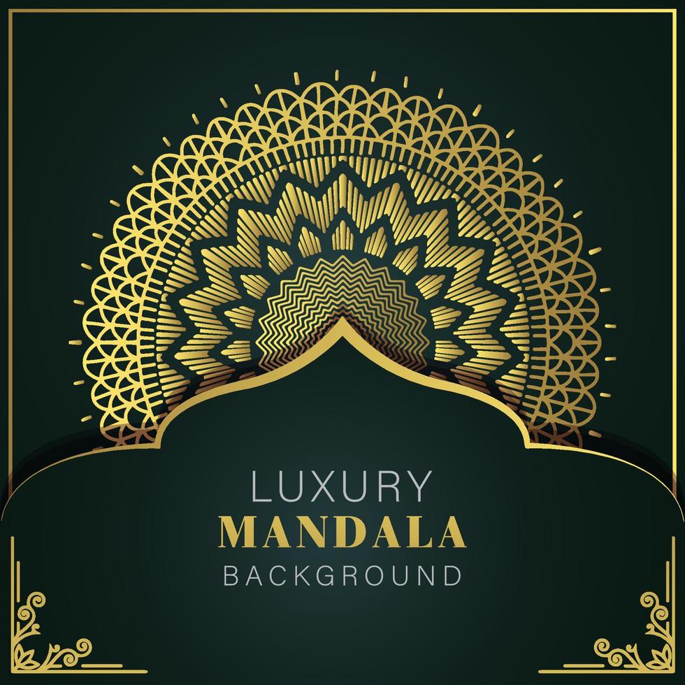 luxury mandala golden with a black background elegant design for anniversary invitation henna vector